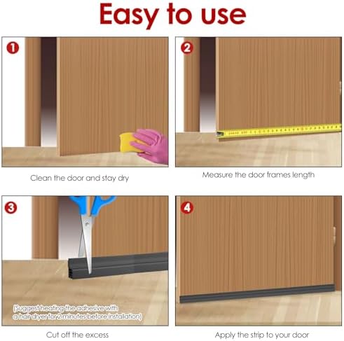 118 Inch Door Draft Stopper with Adhesive Backing