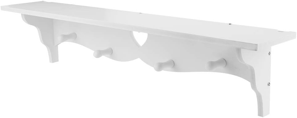 LZKW Floating Shelf Coat Rack With Hooks White