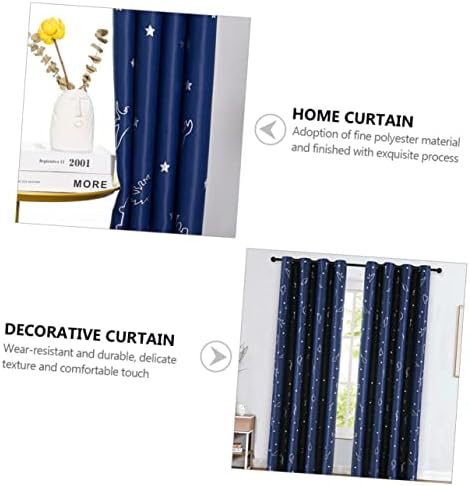 1 Pair Adorable Dinosaur Printed Curtains for Home Navy Blue