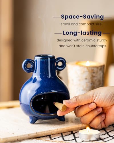 Handcrafted Palo Santo Holder with Blue Design