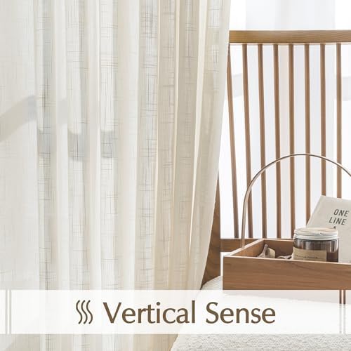 FMFUNCTEX 100 Linen Curtain Panel for Bedroom and Living Room Divider