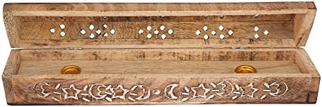 Homebia Designs 12 Inch Brass Incense Holder with Storage