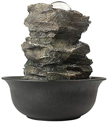 BBabe Spinning Orb Rock Cascade Tabletop Fountain with LED Light