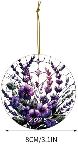 2025 Purple Christmas Ornaments Stained Glass Style