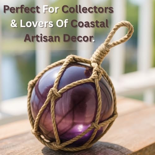 Violet Glass Fishing Buoy - 10 Inch Nautical Decor