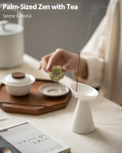 Minimalist Modern Ceramic Incense Stick Holder with Ash Catcher
