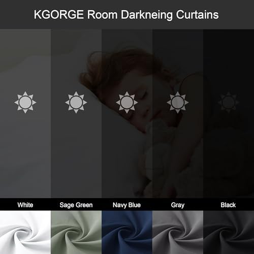 KGORGE 45 Inch Curtains 2 Panels Greyish White