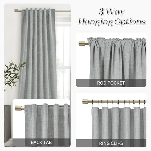 Pangsinn Full Blackout Grey Curtains 52x84 Inches for Bedroom and Living Room