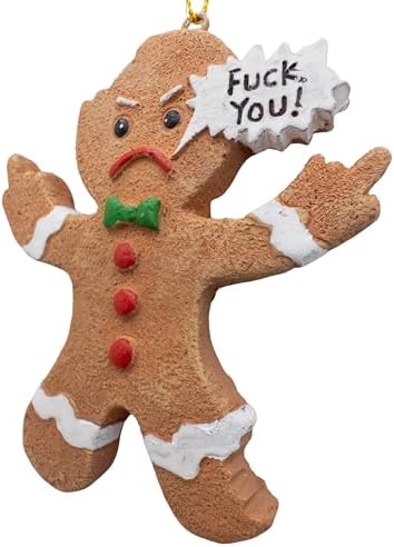 Mad Gingerbread Man Middle Finger Christmas Ornament