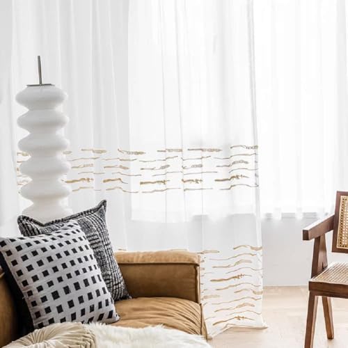 Iuokuby Sheer Curtains Panel White 100x102 Inch Rod Pocket