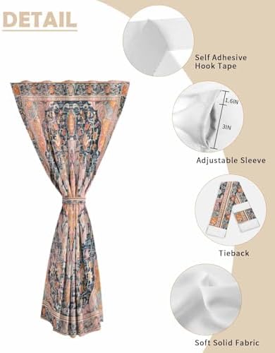 Yomandocix Orange Geometric Self Adhesive Curtains for Windows