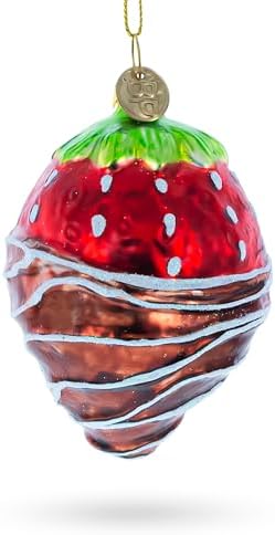 Chocolate Dipped Strawberry Glass Christmas Ornament