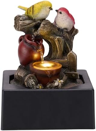 Teresas Collections Tabletop Water Fountain with LED Light and Pump