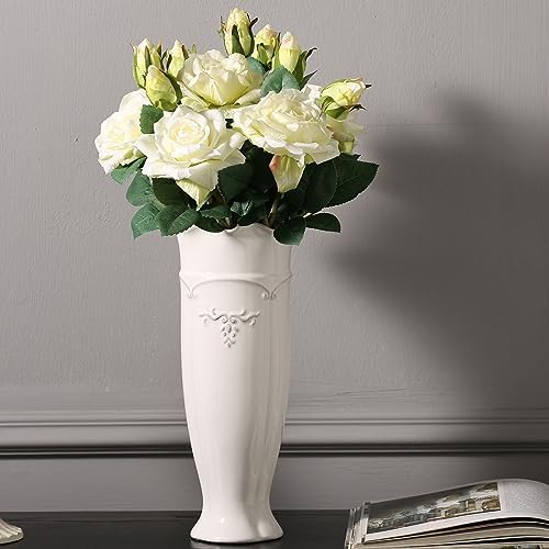 Hjn White Vase for Flowers Ceramic French Rustic