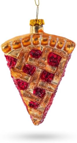 Delectable Cherry Pie Slice Blown Glass Christmas Ornament 1