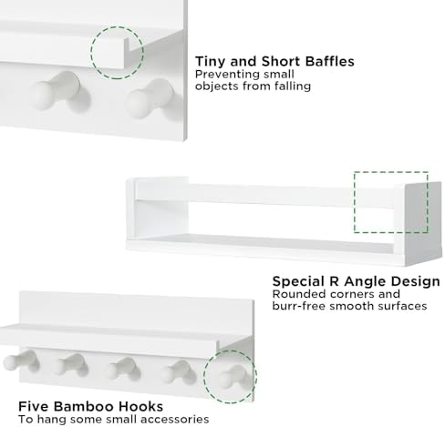 Ollieroo Set of Four Floating Book Shelves for Wall
