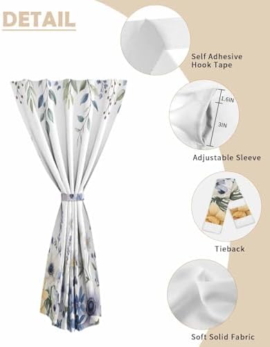 Yomandocix Eucalyptus Self Adhesive Curtains 52x84 Inches