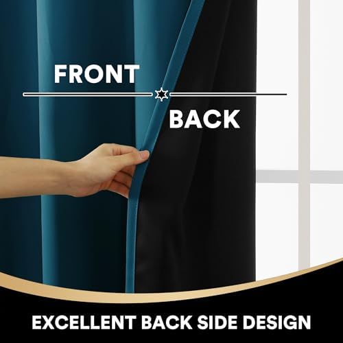 PrinceDeco Blackout Curtains Deep Teal Set of 2