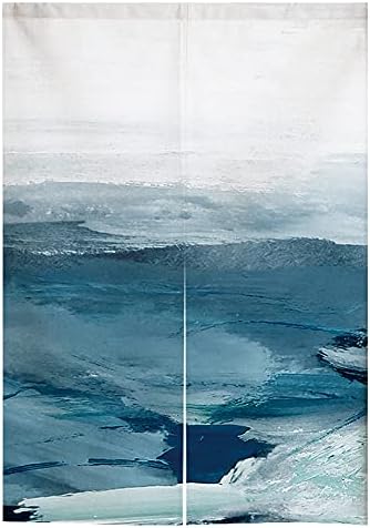 Japanese Noren Door Curtain Abstract Ocean Blue Modern Art Panel
