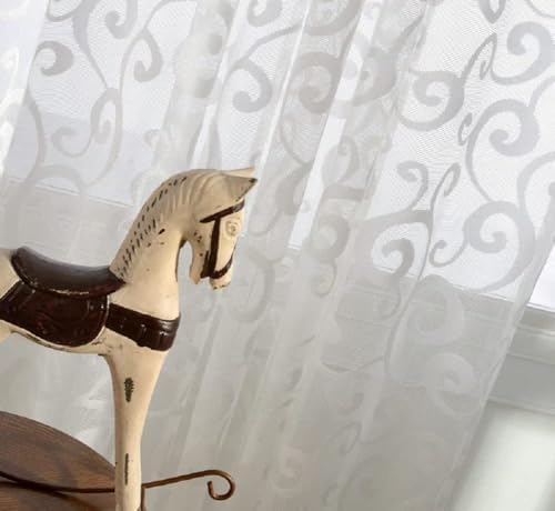Modern Minimalist Spray Jacquard Curtains Panel 100x84 White