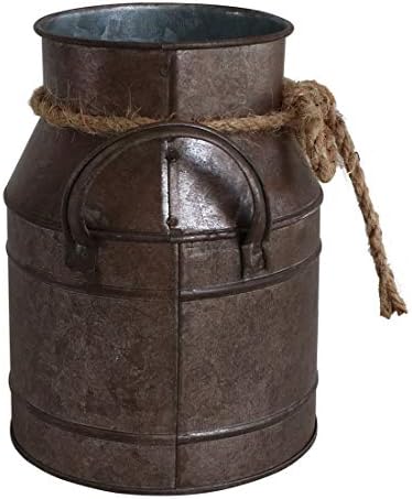 HyFanStr Rustic Metal Flower Vase with Distressed Paint
