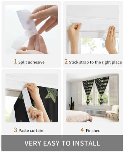 Green American Flag Self Adhesive Blackout Curtains for Windows