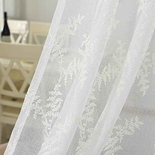 Pastoral Style Pine Tree Embroidery Rod Pocket Curtains 2 Panels