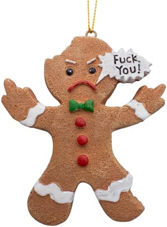 Mad Gingerbread Man Middle Finger Christmas Ornament