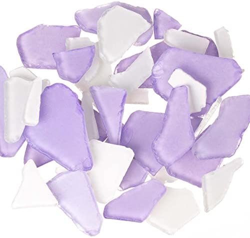 Sea Glass for Crafts - 11oz Purple White Tumbled Decor