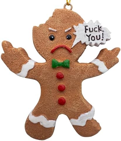 Mad Gingerbread Man Middle Finger Christmas Ornament