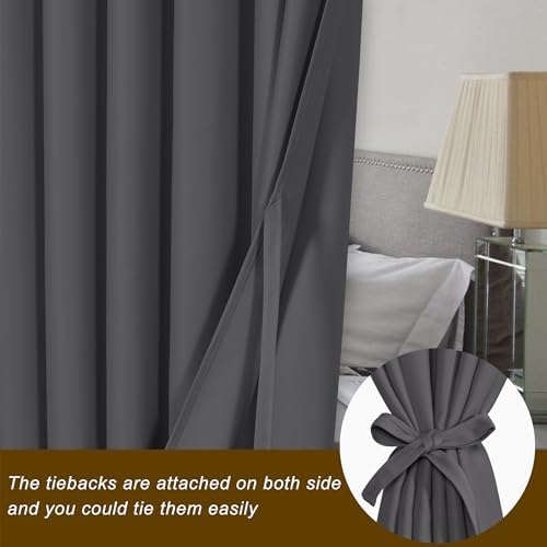Hiasan Room Divider Blackout Curtains 100x84 Inches Dark Grey Grommet Panel