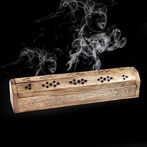 Homebia Designs 12 Inch Brass Incense Holder with Storage