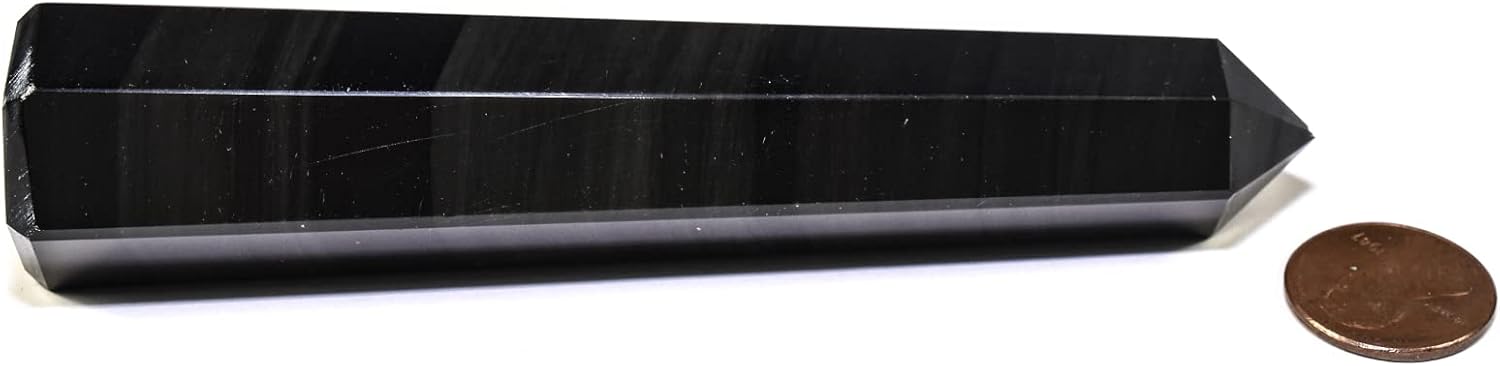 46 Inch Black Obsidian Obelisk Tower Collectible Crystal Specimen