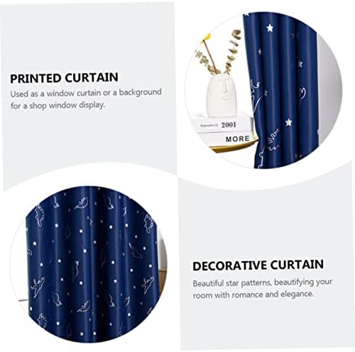 1 Pair Adorable Dinosaur Printed Curtains for Home Navy Blue