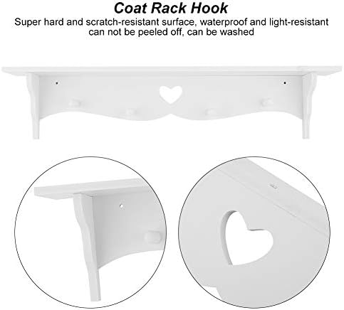 LZKW Floating Shelf Coat Rack With Hooks White