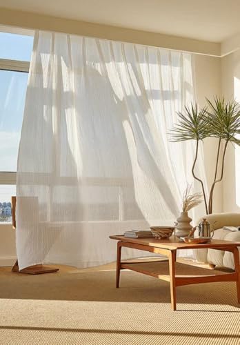 French White Gauze Crumpled Chevron Curtains for Living Room and Bedroom