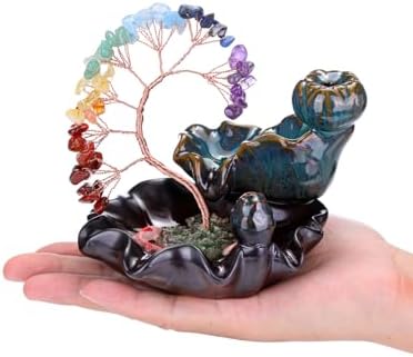 Jovivi Backflow Incense Burner with 7 Chakra Stones