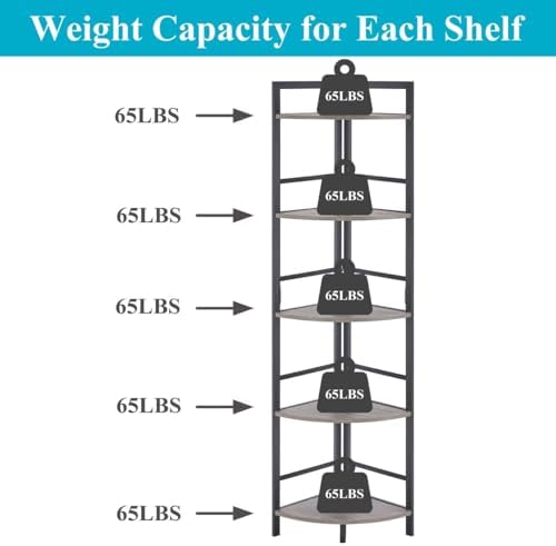 BON AUGURE 5 Tier Corner Bookshelf Stand