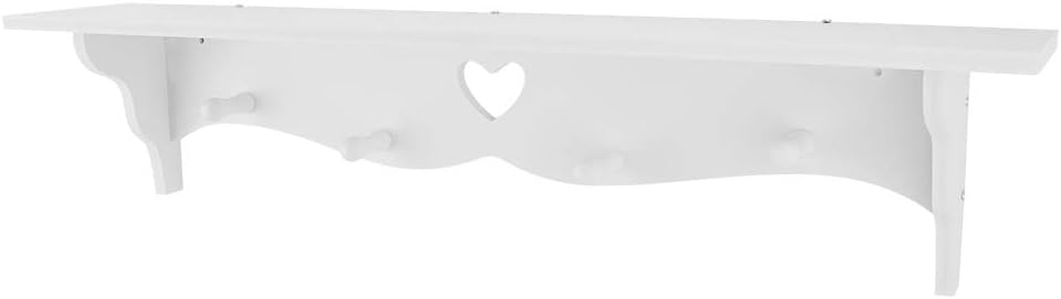 LZKW Floating Shelf Coat Rack With Hooks White