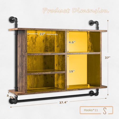 REIBII Wall Floating Shelves with LED Light