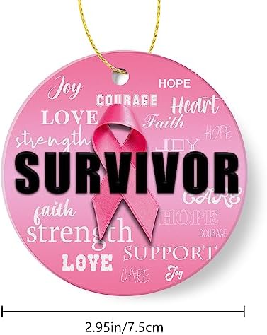 XIAGEANA Breast Cancer Awareness Pink Ribbon Hanging Ornament - 3 Inch Ceramic