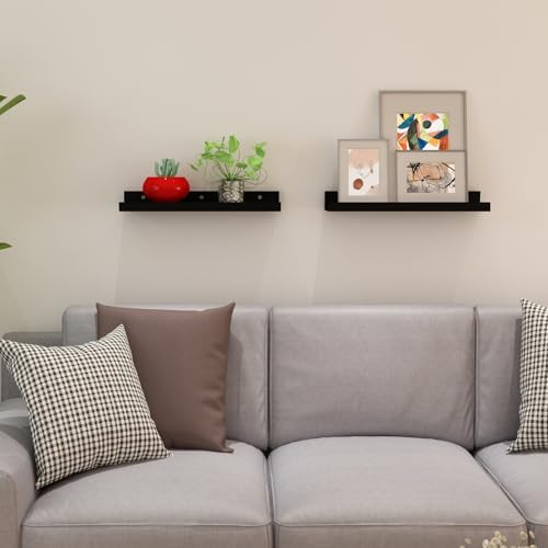 Sholramo Wall Floating Shelves Set of 2 Modern Black Storage Display