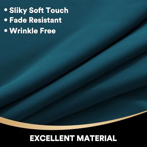 PrinceDeco Blackout Curtains Deep Teal Set of 2