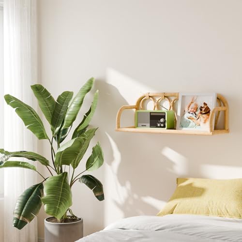 Rattan Wall Shelf Natural Boho Decor Wicker