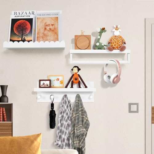 Ollieroo Set of Four Floating Bamboo Bookshelves for Wall