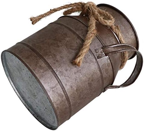 HyFanStr Rustic Metal Flower Vase with Distressed Paint