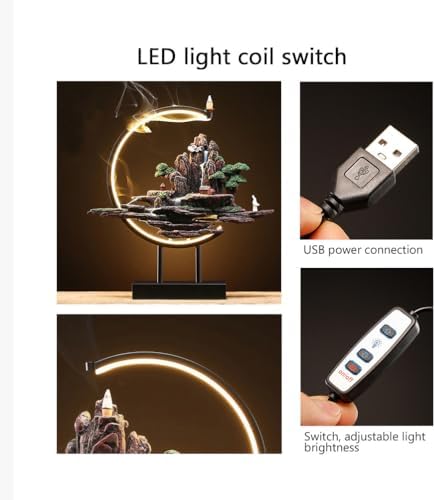 TXYXT Backflow Incense Burner with LED Light Ring