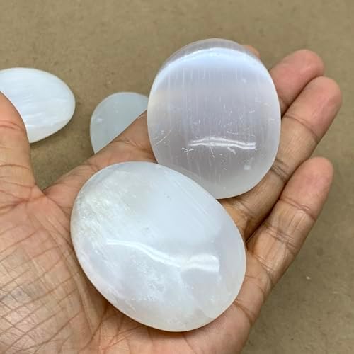 Natural Selenite Palm-Stone Crystal Pillow Shape