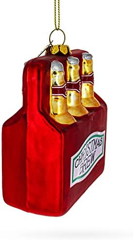 Festive Christmas Beer Blown Glass Ornament