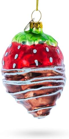 Chocolate Dipped Strawberry Glass Christmas Ornament